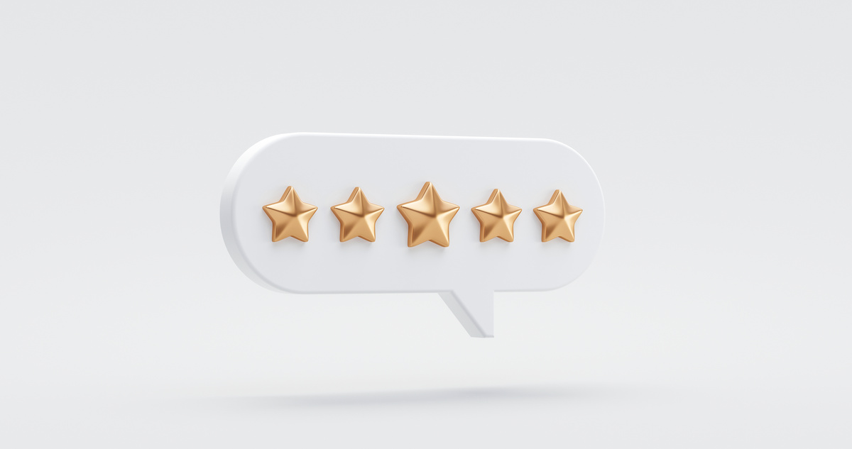Five gold star rate review customer experience quality